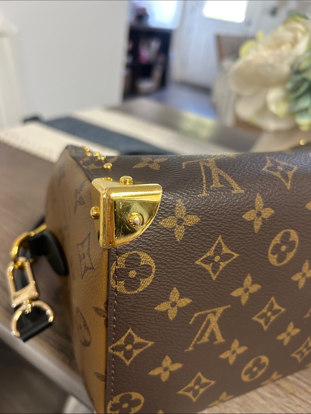 Brown Monogram Satchel with Black Trim - Picture 9 of 14